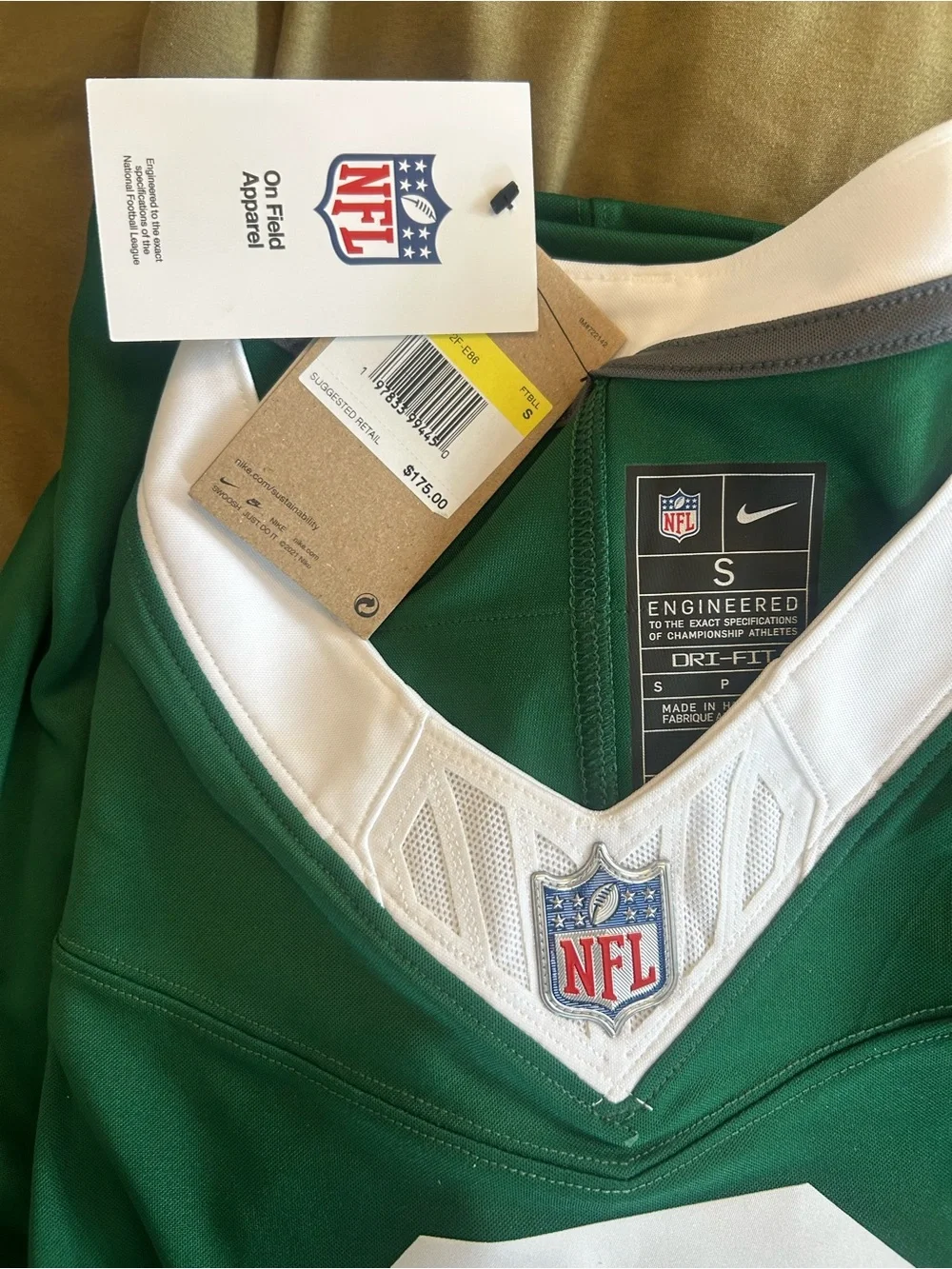 NFL Aaron Rodgers’s Green and White V‑Neck Football Jersey with Shield Patch